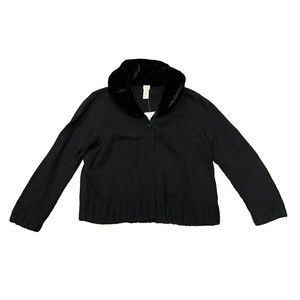 J Jill Sweater Womens Large Black Cotton Silk Collared One Button Cardigan New